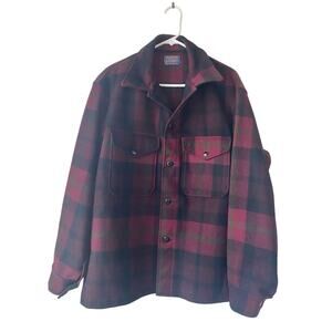 Vintage Pendleton 100% Pure Virgin Wool Jacket Men's Size Large Red Plaid Coat